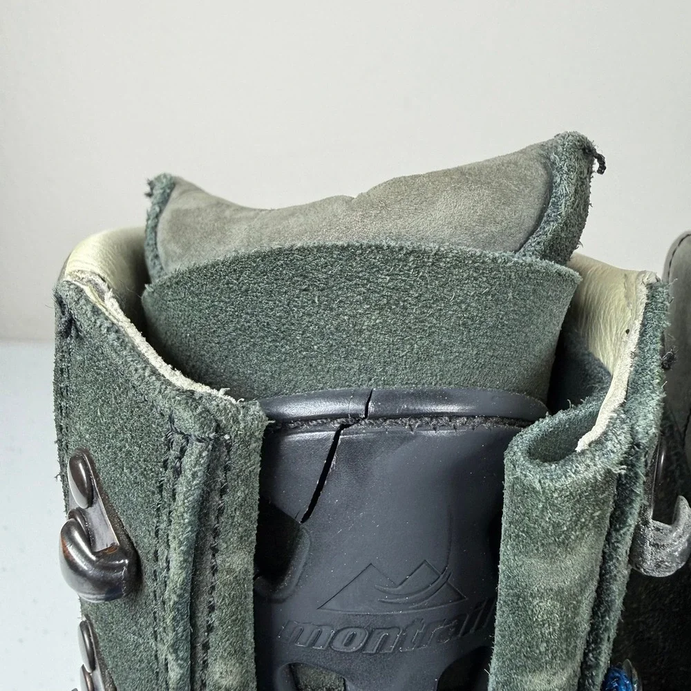 Montrail Mens 10 Hiking Boots Green Suede Vibram Made in Italy Gorpcore Trekking